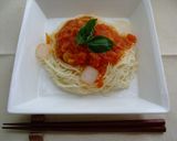 ミニトマトで冷製パスタ風素麺作り方4写真