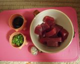 【簡単】まぐろの中華ユッケ風作り方1写真