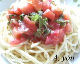 簡単☆トマトの冷製パスタ作り方5写真