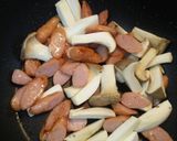 スナップえんどうとソーセージオイ胡椒炒め作り方2写真