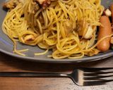 ゆず胡椒のきいたタコとあさりの和風パスタ作り方7写真