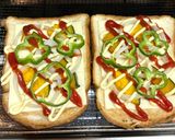 簡単時短ランチ☆かぼちゃ玉ねぎの彩り野菜トースト作り方7写真