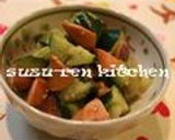 彼レシピ★胡瓜とソーセージの梅肉和え＊作り方4写真