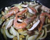 赤エビ&ベビーリーフ紹興酒パスタ♪作り方5写真
