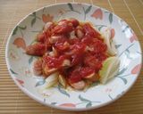 レンジで!ウインナーと玉葱のトマトパスタ作り方2写真