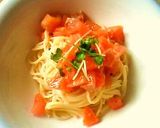 簡単トマト・サーモン・大葉の冷製パスタ作り方4写真