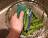 ネットでうぶ毛取り！簡単オクラ和え物作り方1写真