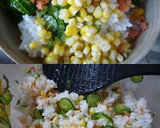 焼さけあらほぐしで☆ サラダ風混ぜご飯作り方2写真