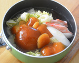 天然エノキダケと白菜漬けの卵とじ鍋♪作り方2写真