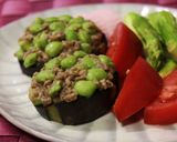ナスの枝豆ひき肉のせ焼き作り方4写真