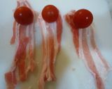 串焼き 豚バラ肉で野菜巻き(プチトマト)作り方1写真