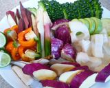 簡単!10種類の素揚げ野菜の麦味噌丼 作り方1写真