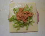 キャベツと鮭フレークのハムチーズ巻き焼き作り方1写真