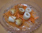 人参ちくわカボチャ油揚げの麺つゆサラダ作り方1写真