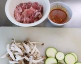 甘辛♡豚こまとズッキーニのコチュマヨ炒め作り方1写真