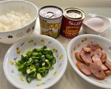 粗挽きソーセージ入りカレーチャーハン作り方1写真