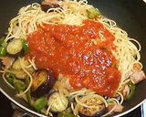 ナスとベーコンのトマトソースパスタ作り方4写真