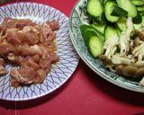台湾家庭料理♪胡瓜+しめじ+豚肉の炒め物作り方1写真