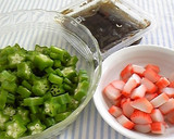 おくらとカニカマの簡単もずく和え作り方1写真