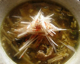 お手軽・高菜と豚肉のとろりたまごスープ作り方5写真