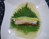 生地から作る~カニカマと白葱の生春巻き風作り方5写真
