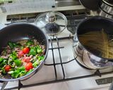 ピーマンとミニトマトと豚ひき肉で！トマト味パスタ作り方6写真