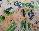 簡単夕飯昼食ワンパンツナ小松菜和風クリームパスタ作り方4写真