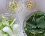 食欲そそる！チンゲン菜の肉味噌炒め作り方1写真