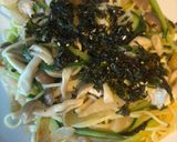 搾菜キュウリしめじパスタの韓国海苔のせ作り方5写真