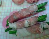 ☆　うずら・トマト・いんげんの肉巻き　☆作り方4写真