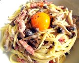 しめじの月見クリームパスタ・わさび風味作り方5写真