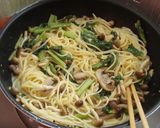 小松菜としめじの豆乳味噌パスタ作り方3写真