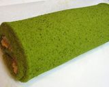 黒糖ｸﾘｰﾑ♪しっとり♪抹茶ロールケーキ作り方26写真