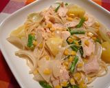 鮭の具だくさんチーズクリームスープパスタ作り方6写真