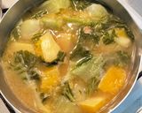 かぼちゃとチンゲン菜お味噌汁作り方3写真