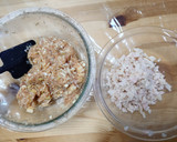 蓮根と榎の鶏団子and蓮根乗せ焼き作り方16写真