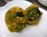 レンジで南瓜と鶏そぼろの茶巾団子♪作り方7写真