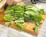 水菜と豚のキムチチーズチヂミ作り方1写真