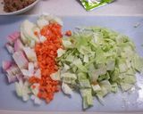 野菜炒めの素でチャーハン作り方1写真