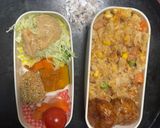 レンジ中華風梅トマトシーフード炒飯弁当作り方16写真