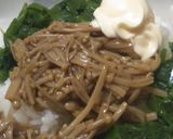 ほうれん草＆なめたけdeマヨ系△おにぎり作り方2写真