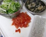 【辛】シラス・アサリ・トマトのパスタ作り方1写真