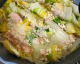 白菜と鶏ひき肉のピリ辛あんかけ作り方2写真