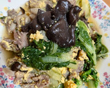 牛肉小間切れと菜っ葉とキノコのすき焼き風作り方10写真