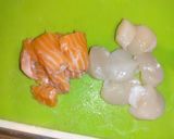 帆立とサーモンの漬け作り方1写真