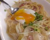 温泉たまごdeカルボナーラ風☆スープスパ作り方10写真