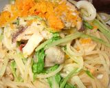 からすみと水菜のシーフードパスタ作り方6写真