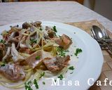 鮭とベーコンとしめじのクリームパスタ作り方6写真