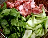 【豚バラ肉とちんげん菜中華風炊き込み飯】作り方2写真