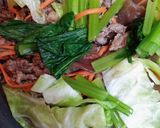 夏の夕飯!野菜たっぷり牛肉チャンプル素麺作り方6写真